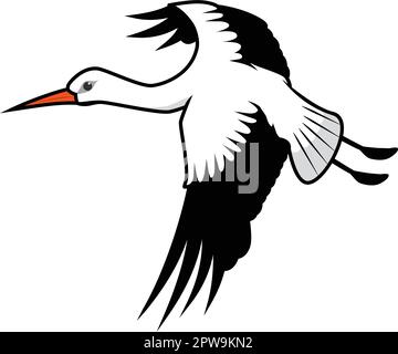 Illustration détaillée de Flying Stork Illustration de Vecteur