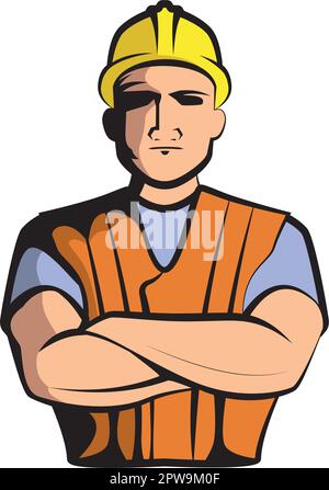 Illustration du personnage du travailleur de la construction Illustration de Vecteur