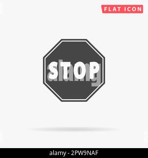 Arrêter. Symbole noir plat simple avec ombre sur fond blanc. Pictogramme d'illustration vectorielle Illustration de Vecteur
