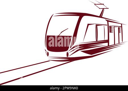 Illustration de tram avec style Silhouette Illustration de Vecteur