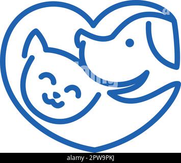 Animaux de compagnie Amour ou chat et chien combiné avec la forme d'amour Illustration de Vecteur
