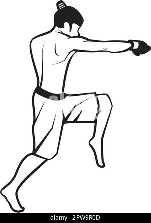 Illustration MMA Fighter avec style Silhouette Illustration de Vecteur