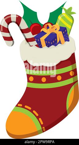 Illustration des cadeaux de Noël sous forme de chaussettes de Noël détaillées Illustration de Vecteur