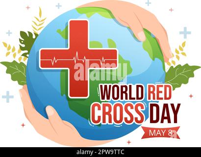 Journée mondiale de la Croix-Rouge sur l'illustration 8 mai à la santé médicale et la fourniture de sang en main tiré pour bannière Web ou modèles de page d'arrivée Illustration de Vecteur