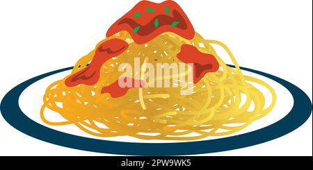 Delicious a plate of Spaghetti Illustration Illustration de Vecteur