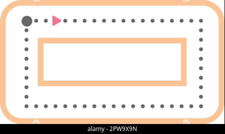 Forme rectangulaire en pointillés pour tracer des lignes pour les enfants d'âge préscolaire et de maternelle pour la pratique de dessin mathématique Illustration de Vecteur