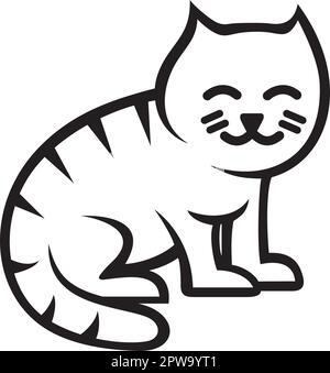 Chat souriant avec mouvement assis Illustration avec style Silhouette Illustration de Vecteur