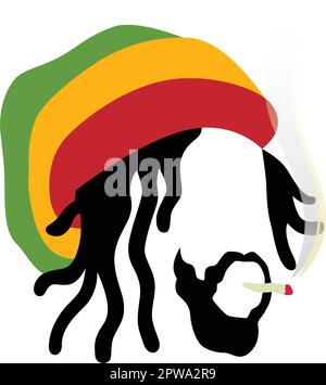 Symbole Rastafarian avec une illustration de l'homme fumant Weed Illustration de Vecteur