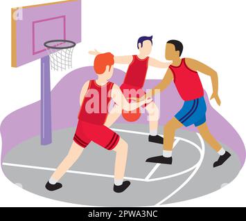 Les joueurs de basket-ball ou les athlètes de basket-ball jouant ensemble Illustration Illustration de Vecteur