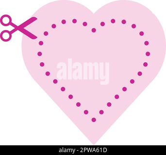 Activité de coupe coeur forme élément symbole pour les ciseaux d'âge préscolaire activité pour le développement des compétences motrices pour les enfants Illustration de Vecteur