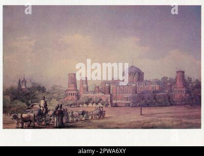 Moscou image Pushkiniana. Le Palais Petrovsky ou Palais Petroff, est un palais situé à Moscou sur Leningradsky Prospect. Carte postale ancienne de l'URSS, 1987. Banque D'Images