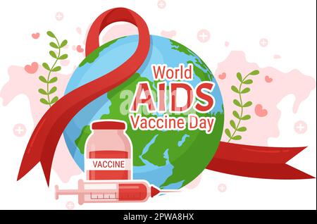 Illustration de la Journée mondiale du vaccin contre le sida à la prévention et à la sensibilisation soins de santé en dessin à la main pour bannière Web ou modèles de page d'arrivée Illustration de Vecteur