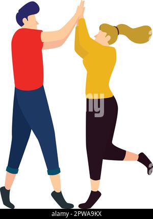 L'homme et la femme donnent l'illustration High Five Illustration de Vecteur