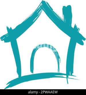 Illustration maison simple visualisée avec des traits de pinceau et une illustration simple Illustration de Vecteur