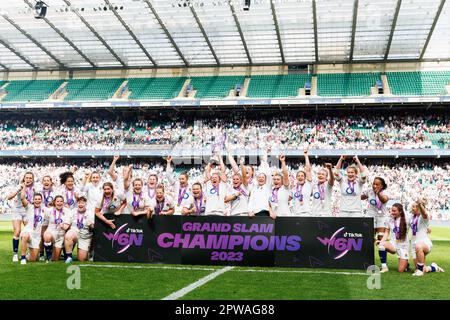 Pendant le match des six nations de TikTok, l'Angleterre contre la France au stade de Twickenham, à Twickenham, au Royaume-Uni. 29th avril 2023. (Photo de Nick Browning/News Images) à Twickenham, Royaume-Uni, le 4/28/2023. (Photo de Nick Browning/News Images/Sipa USA) crédit: SIPA USA/Alay Live News Banque D'Images