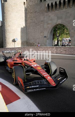 29 avril 2023, circuit de la ville de Bakou, Bakou, FORMULE 1 GRAND PRIX D'AZERBAÏDJAN 2023, sur la photo Carlos Sainz Jr (ESP), Scuderia Ferrari Banque D'Images