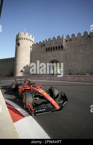 29 avril 2023, circuit de la ville de Bakou, Bakou, FORMULE 1 GRAND PRIX D'AZERBAÏDJAN 2023, sur la photo Carlos Sainz Jr (ESP), Scuderia Ferrari Banque D'Images