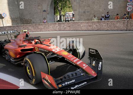 29 avril 2023, circuit de la ville de Bakou, Bakou, FORMULE 1 GRAND PRIX D'AZERBAÏDJAN 2023, sur la photo Carlos Sainz Jr (ESP), Scuderia Ferrari Banque D'Images