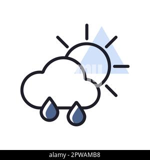 Soleil avec icône de vecteur de nuages de pluie et de gouttes de pluie Illustration de Vecteur