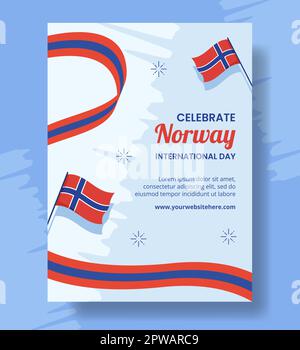 Norvège modèle de dessin à la main pour affiche verticale de la Journée nationale Illustration d'arrière-plan Illustration de Vecteur