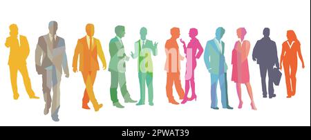 Un grand groupe coloré de personnes ensemble, sur fond blanc. Illustration Illustration de Vecteur