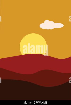 Abstrait paysage illustration art décor moderne et art contemporain Boho pour un fond minimaliste pour l'art mural et la décoration Illustration de Vecteur