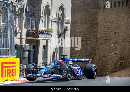 Bakou, Azerbaïdjan, 29 avril, Esteban Ocon, de France concurrence pour Alpine . Sprint Race, manche 4 du championnat de Formule 1 2023. Crédit : Michael Potts/Alay Live News Banque D'Images