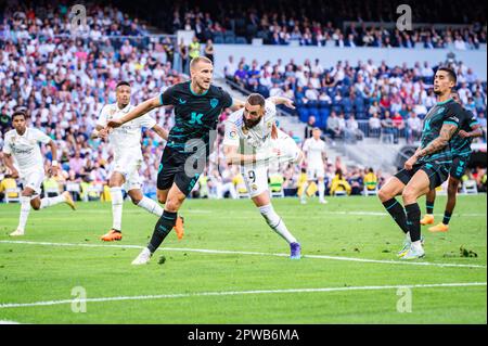 Mardrid, Espagne. 29th avril 2023. Karim Benzema (Real Madrid) en action pendant le match de football entre
Real Madrid et Almeria
valable pour le match 32 de la première division de la ligue espagnole “la Liga” célébrée à Madrid, Espagne au stade Bernabeu le samedi 29 avril 2023 crédit: Live Media Publishing Group/Alay Live News Banque D'Images