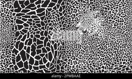 Fond sans couture en peau de léopard et girafes Illustration de Vecteur