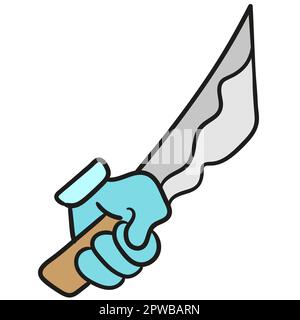 main tenant un couteau tranchant. icône doodle Illustration de Vecteur