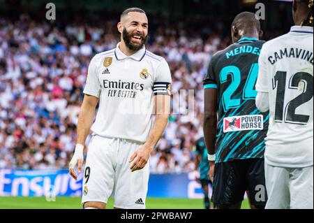 Mardrid, Espagne. 29th avril 2023. Karim Benzema (Real Madrid) pendant le match de football entre
Real Madrid et Almeria
valable pour le match 32 de la première division de la ligue espagnole “la Liga” célébrée à Madrid, Espagne au stade Bernabeu le samedi 29 avril 2023 crédit: Live Media Publishing Group/Alay Live News Banque D'Images