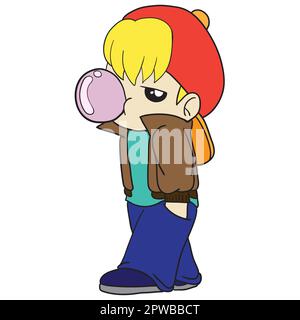 gomme soufflant pour garçon. image de koodle de kawaii. icône doodle Illustration de Vecteur