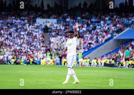 Mardrid, Espagne. 29th avril 2023. Vinicius Junior (Real Madrid) pendant le match de football entre
Real Madrid et Almeria
valable pour le match 32 de la première division de la ligue espagnole “la Liga” célébrée à Madrid, Espagne au stade Bernabeu le samedi 29 avril 2023 crédit: Live Media Publishing Group/Alay Live News Banque D'Images
