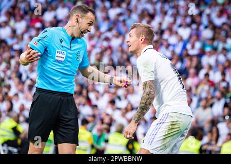 Mardrid, Espagne. 29th avril 2023. Toni Kroos (Real Madrid) pendant le match de football entre
Real Madrid et Almeria
valable pour le match 32 de la première division de la ligue espagnole “la Liga” célébrée à Madrid, Espagne au stade Bernabeu le samedi 29 avril 2023 crédit: Live Media Publishing Group/Alay Live News Banque D'Images