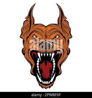 Un chien méchant. Illustration vectorielle d'un animal de compagnie. Le chien aboyant aboie ses dents et grogne Illustration de Vecteur