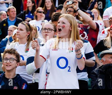 Les fans de l'Angleterre lors du match des six nations des femmes TikTok Angleterre contre la France au stade de Twickenham, Twickenham, Royaume-Uni. 29th avril 2023. (Photo de Nick Browning/News Images) à Twickenham, Royaume-Uni, le 4/28/2023. (Photo de Nick Browning/News Images/Sipa USA) crédit: SIPA USA/Alay Live News Banque D'Images