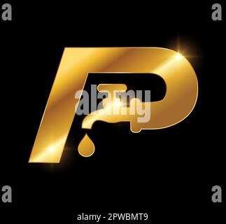 Logo Golden Plumbing lettre initiale P Illustration de Vecteur