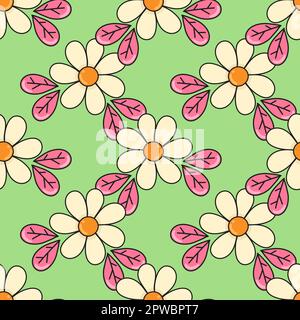 imprimé d'arrière-plan sans couture avec motif pâquerettes. répéter la conception d'arrière-plan de motif Illustration de Vecteur