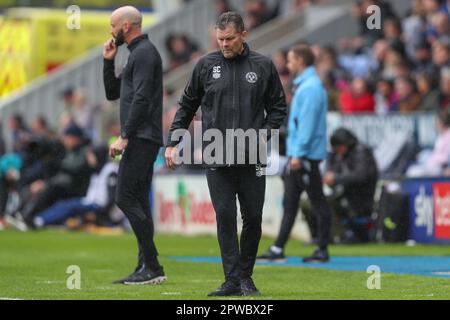 Steve Cotterill responsable de Shrewsbury Town pendant le match Sky Bet League 1 Shrewsbury Town vs Sheffield mercredi à Greenhous Meadow, Shrewsbury, Royaume-Uni, 29th avril 2023 (photo de Gareth Evans/News Images) Banque D'Images