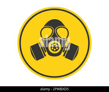 Panneau jaune d'avertissement de danger pour masque à gaz. Illustration vectorielle. Illustration de Vecteur