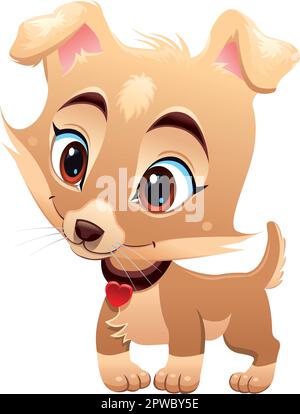 Chien de bébé drôle, personnage de dessin animé et de vecteur Illustration de Vecteur