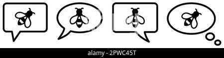 Icône d'abeille simple dans la bulle vocale, version différente. Demandez, parlez ou pensez au concept des abeilles Illustration de Vecteur