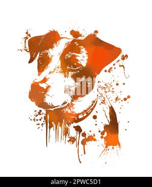 Jack russel terrier - vecteur pour t-shirt, logo et badges de modèle. style des taches et graffiti. Illustration de Vecteur