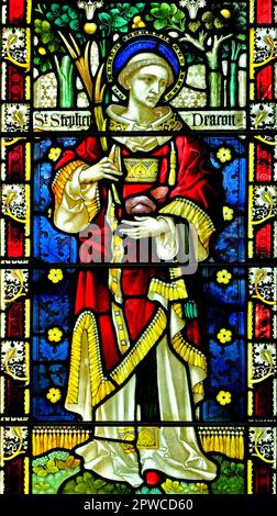 St. Stephen, saint, vitrail, par Clayton et Bell, vers 1890, Old Hunstanton, Norfolk Banque D'Images