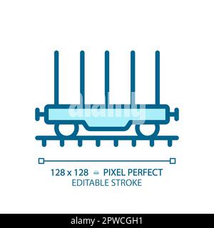 Icône de couleur RVB Perfect Blue pixel Flatcar Illustration de Vecteur