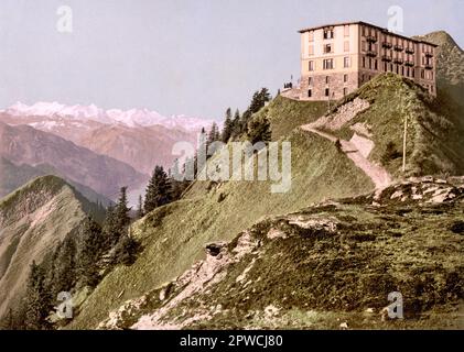 Hotel Stanserhorn, Stanserhorn, Nidwalden, Suisse 1890. Banque D'Images