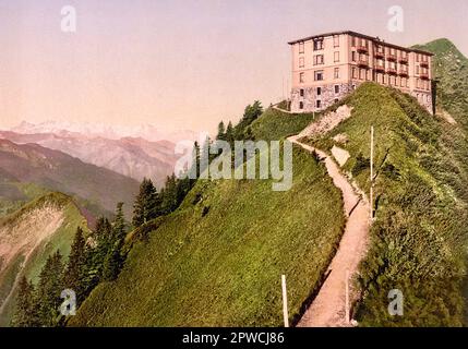 Hotel Stanserhorn, Stanserhorn, Nidwalden, Suisse 1890. Banque D'Images