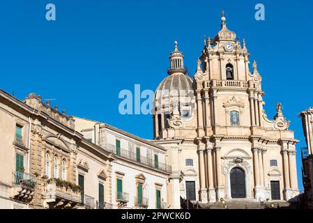 La cathédrale baroque de San Giorgio à Ragusa Ibla, Sicile Banque D'Images