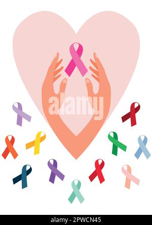 Symbole de protection des mains contre le cancer Illustration de Vecteur