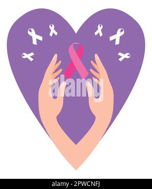 Symbole de protection des mains contre le cancer Illustration de Vecteur
